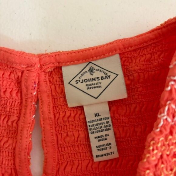 St John's Bay Tank Top Women's XL Smocked Sleeveless Casual Round Neck - Picture 6 of 7